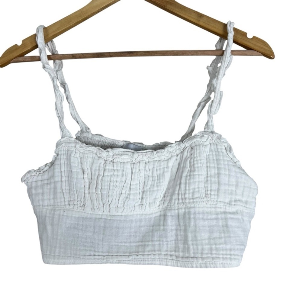 Princess Polly Crop Top Womens XS White 100% Cotton Gauze Boho Cottagecore Indie